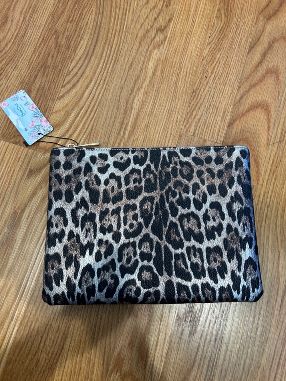 Leopard metallic Print envelope Clutch - Brown/Black new with tag